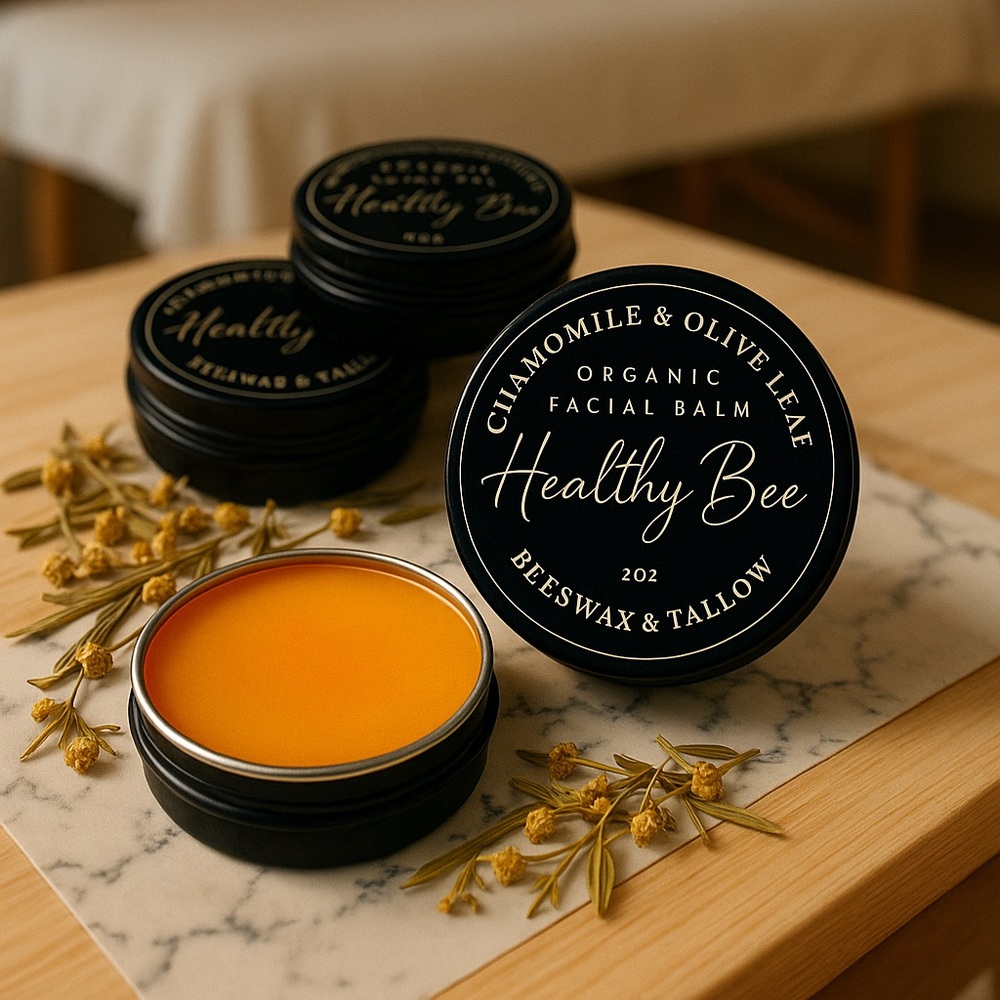 Organic  Chamomile & Olive Leaf Infusion Balm. Beeswax and Beef Tallow